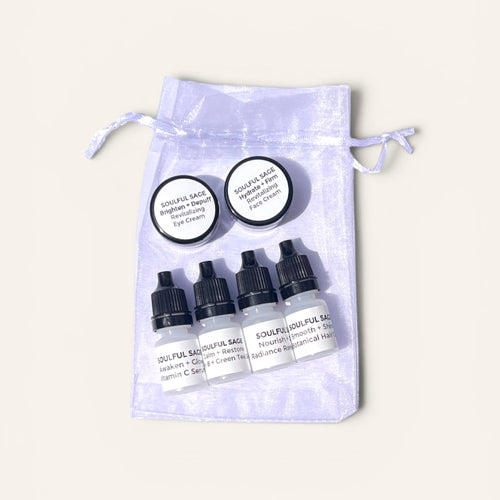 Complete reusable travel container set for skincare, facial oil, and hair oil