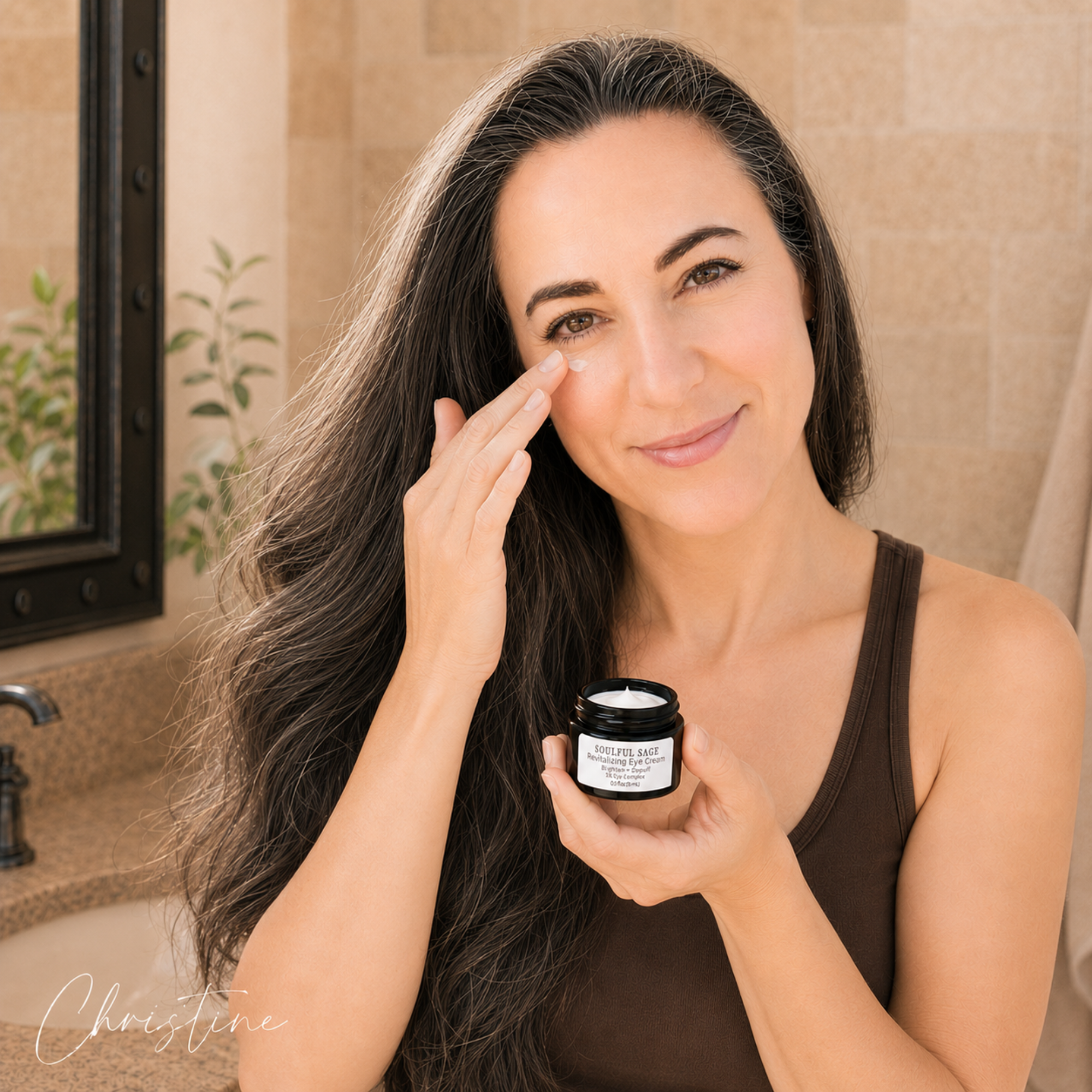 Soulful Sage eye cream used in a daily skincare routine