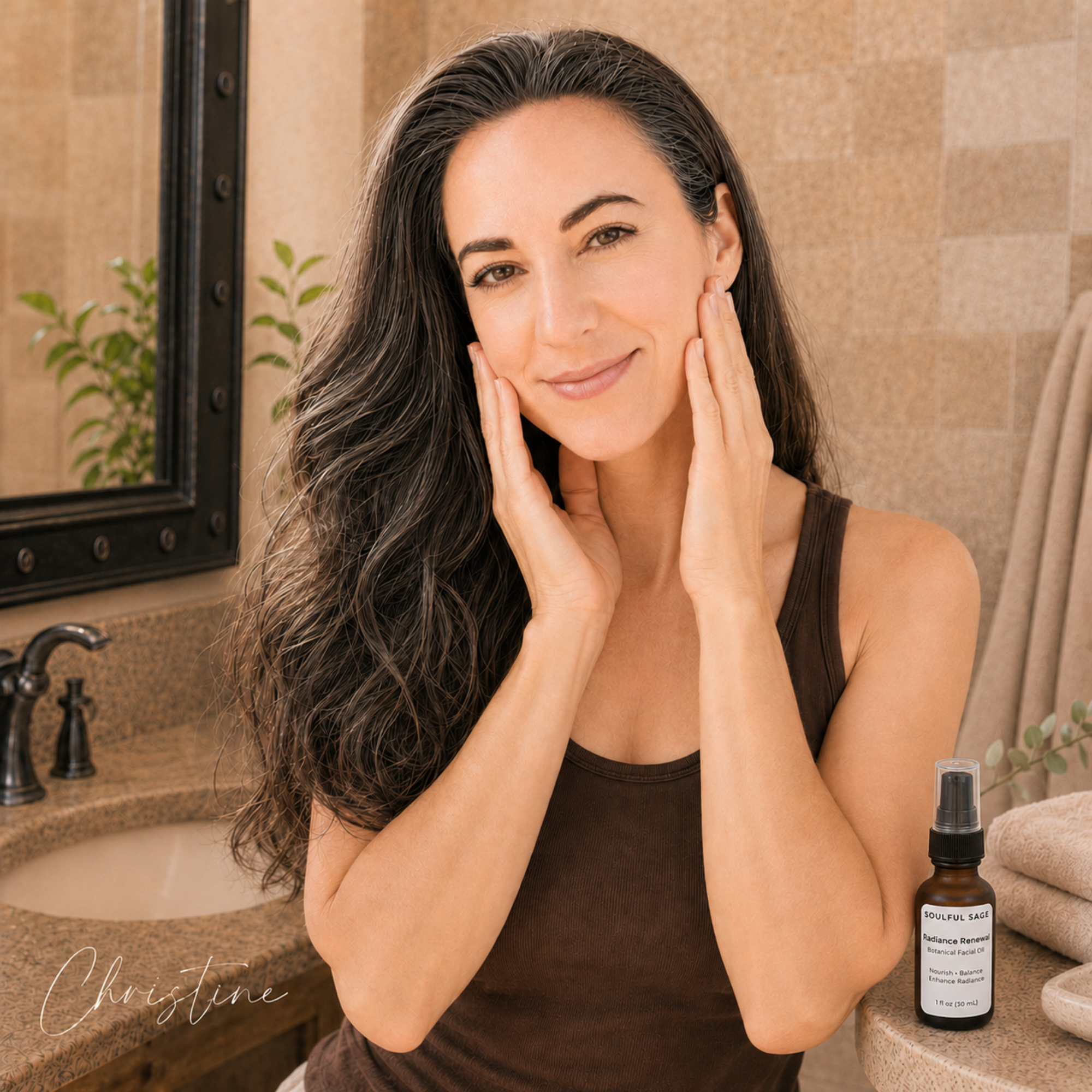 Soulful Sage facial oil used as the final step in a daily skincare routine