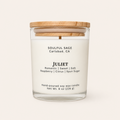 Juliet soy candle with raspberry, citrus, and spun sugar fragrance notes, hand-poured by Soulful Sage in Carlsbad, CA