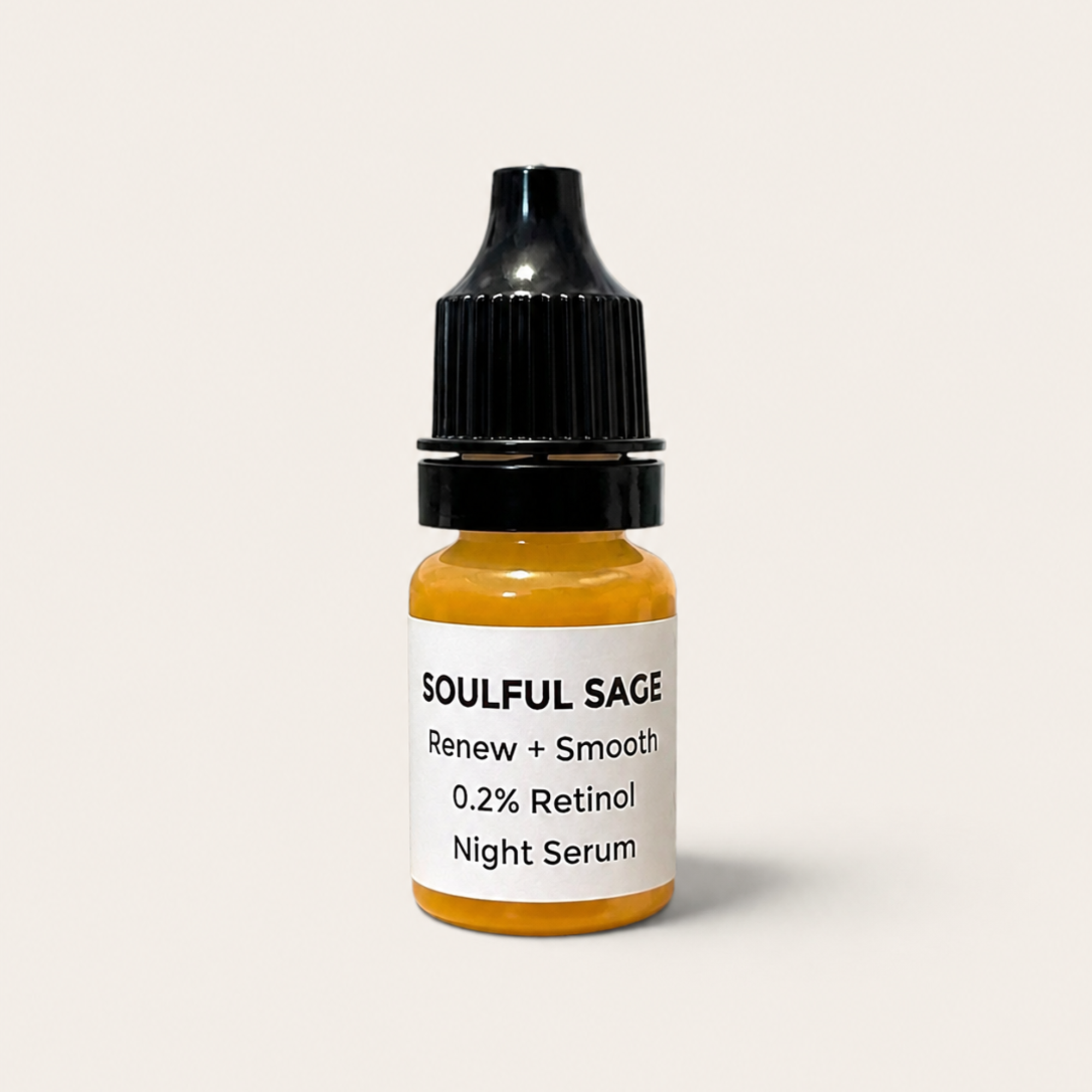 Soulful Sage Renew + Smooth 0.2% Retinol Night Serum in a 5 mL travel-size bottle