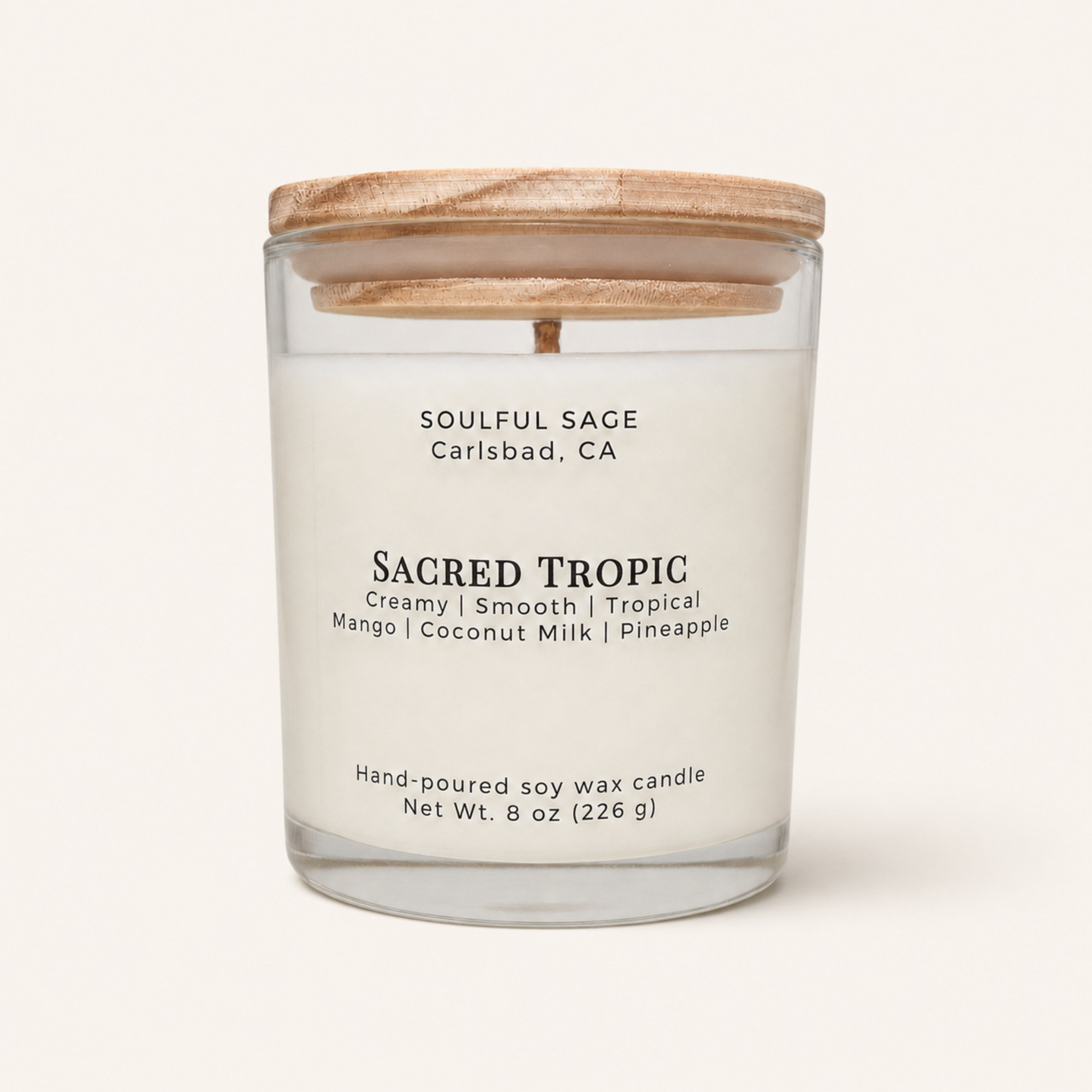 Soulful Sage Sacred Tropic soy candle with lid
