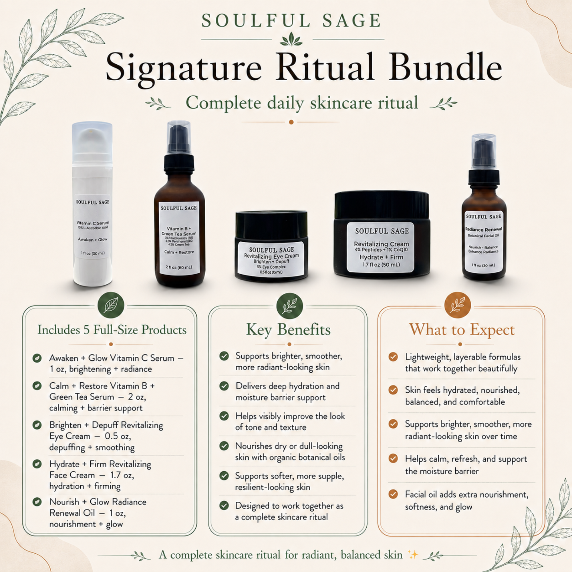 Signature Ritual Bundle benefits and what to expect from full-size skincare with Radiance Renewal Oil