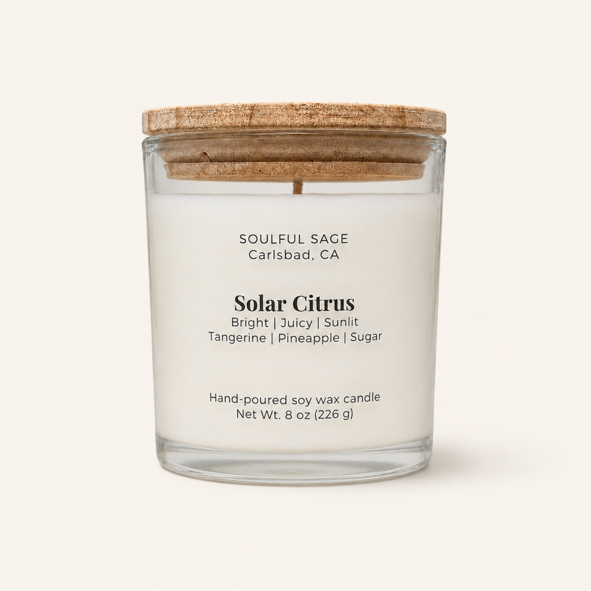 Soulful Sage Solar Citrus soy candle with lid