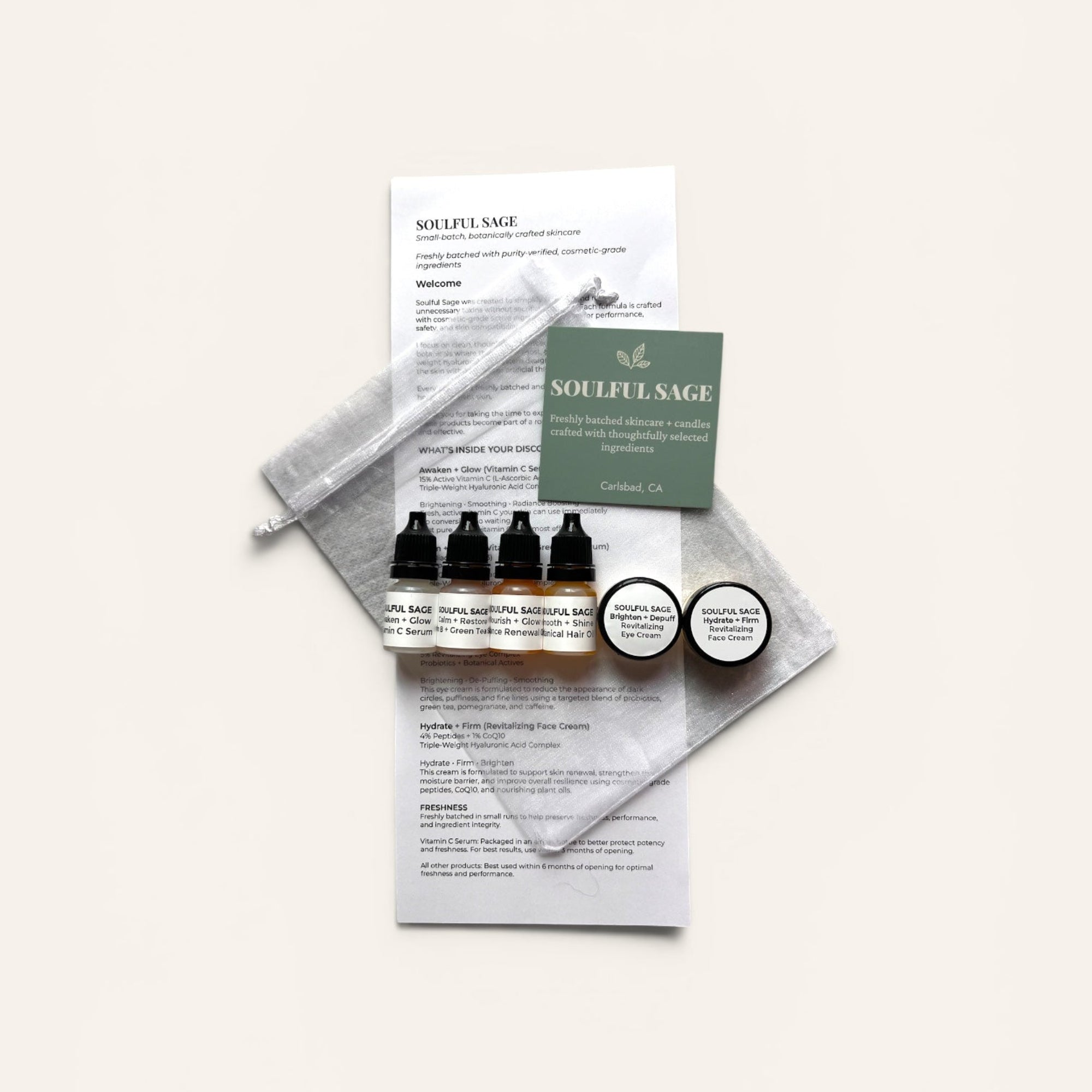 Soulful Sage Complete Discovery Ritual with travel-size skincare facial oil and hair oil
