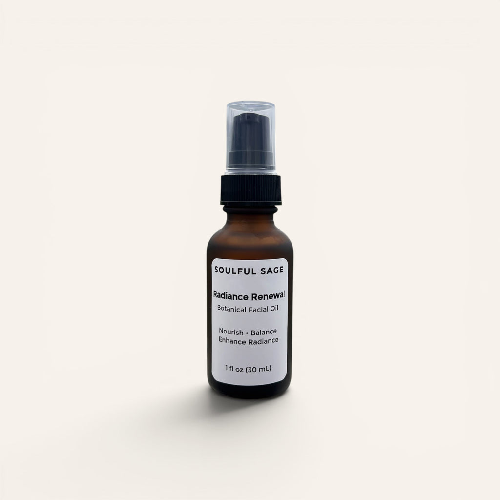 Soulful Sage Radiance Renewal facial oil with rosehip jojoba argan and apricot oils