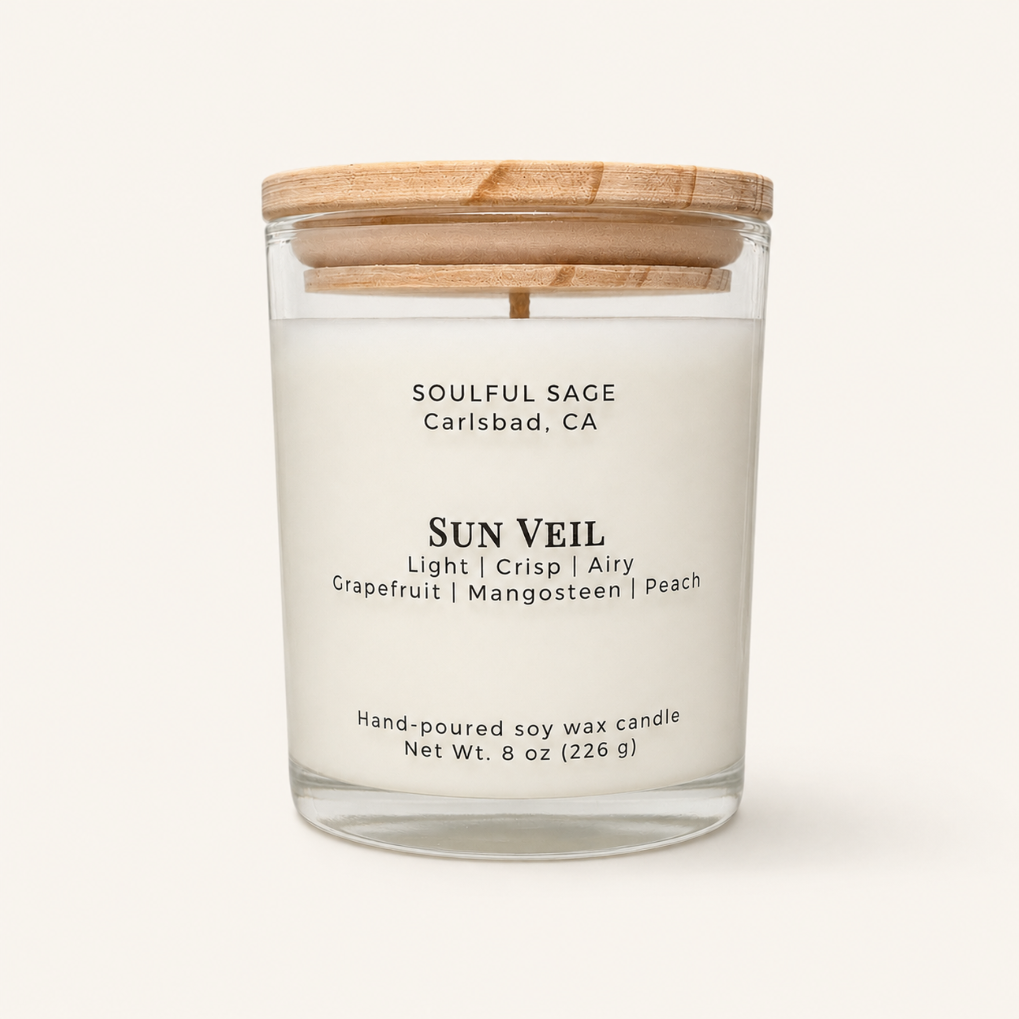 Soulful Sage Sun Veil soy candle with lid